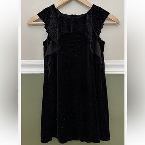 Cat and Jack Girls Size XL 14/16 Black Glitter Velvet Dress Ruffle Sleeve NWT